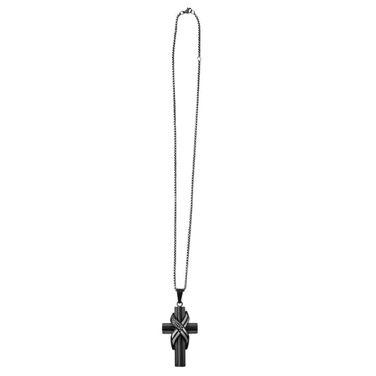 Wrapped Flag Cross Mens Necklace