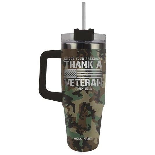 Thank A Veteran 30 oz Mug With Straw