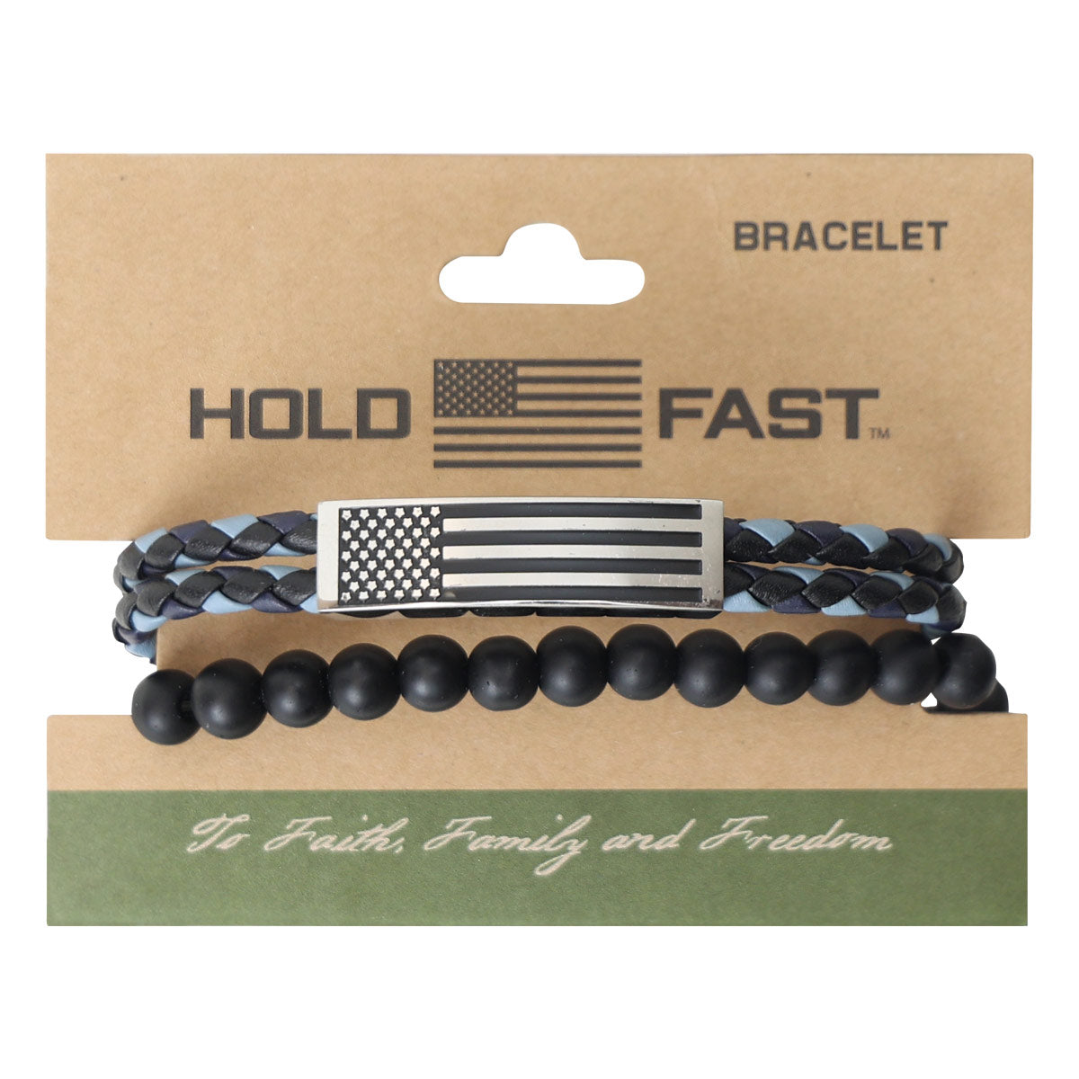 Flag Wrap Braided Bead Mens Bracelet
