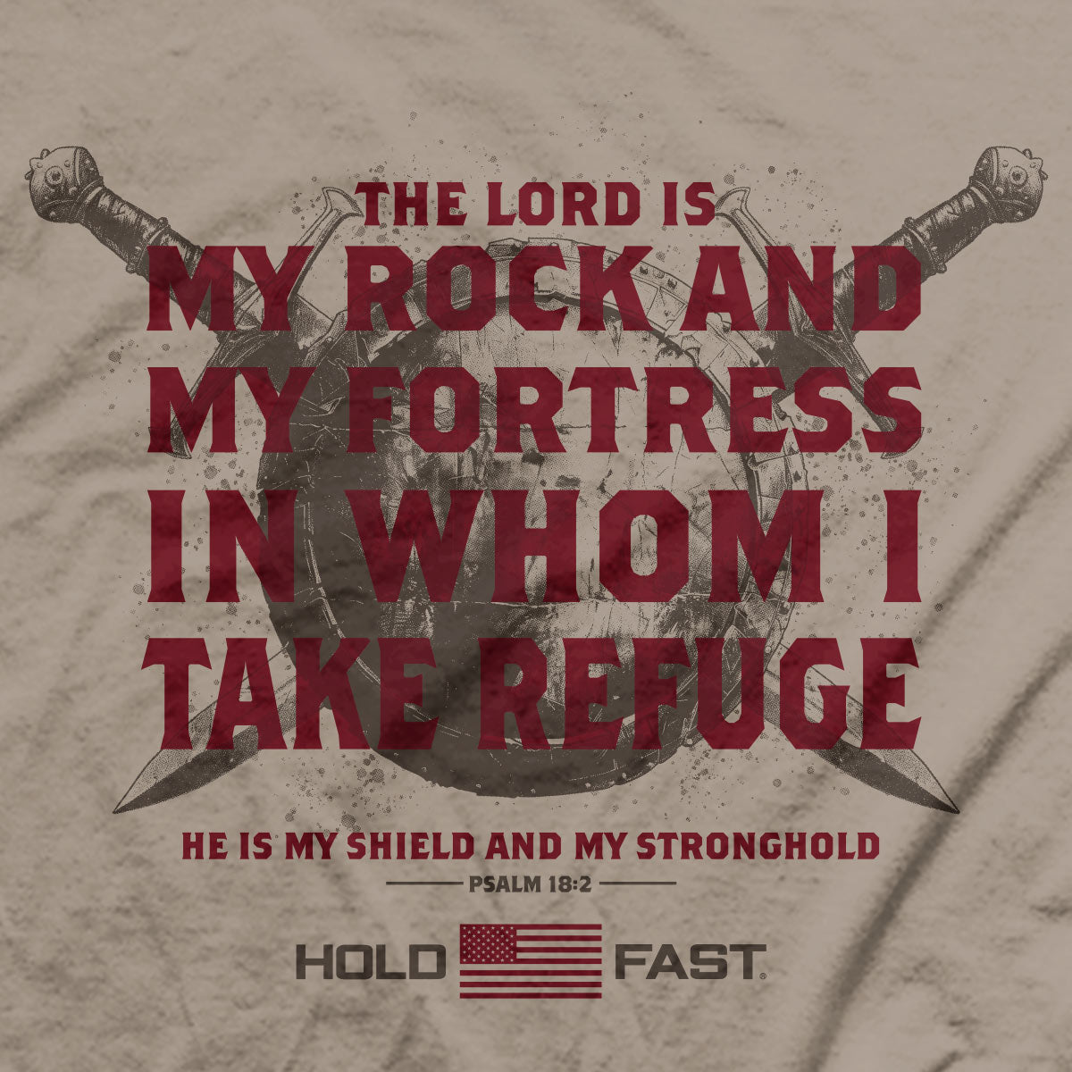 Hold Fast Mens T Shirt Fortress Shield Back Closeup