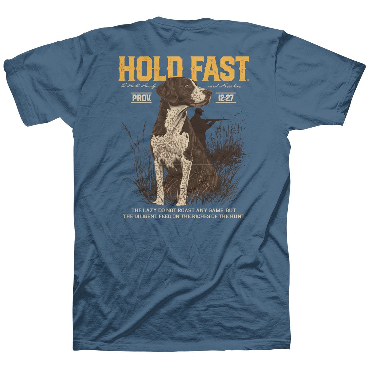 Hold Fast Mens T Shirt Hunting Dog Back Mockup