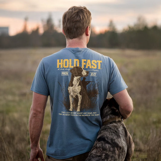 Hold Fast Mens T Shirt Hunting Dog Male Model