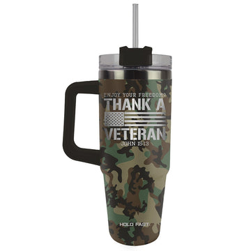 Thank A Veteran 30 oz Mug With Straw