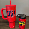 USA Red 40 oz Mug With Straw